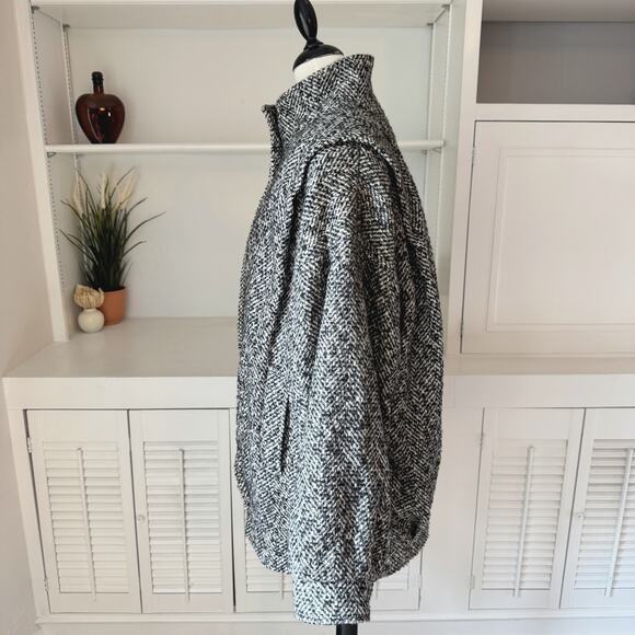Vintage 80s 90s Deb Black White Wool Herringbone Tweed Jacket Size M/L - Picture 3 of 10